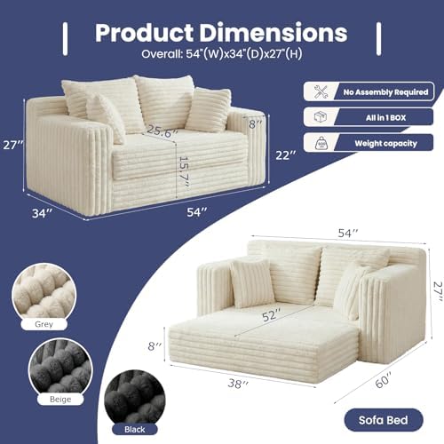 3-in-1 Convertible Sofa Bed: Boneless Loveseat Sleeper & Folding Couch Bed - Image 2
