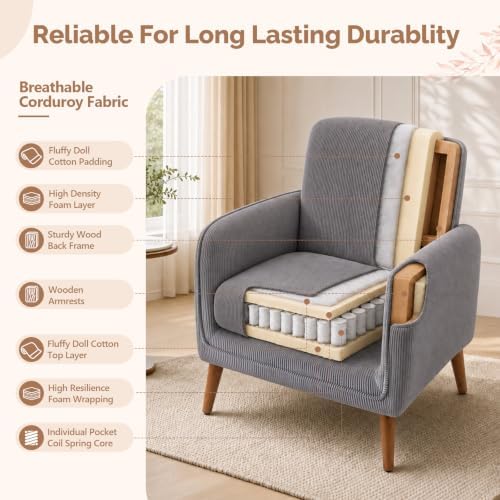 VINGLI Mid Century Modern Low Back Accent Chair Set of 2 - Image 7