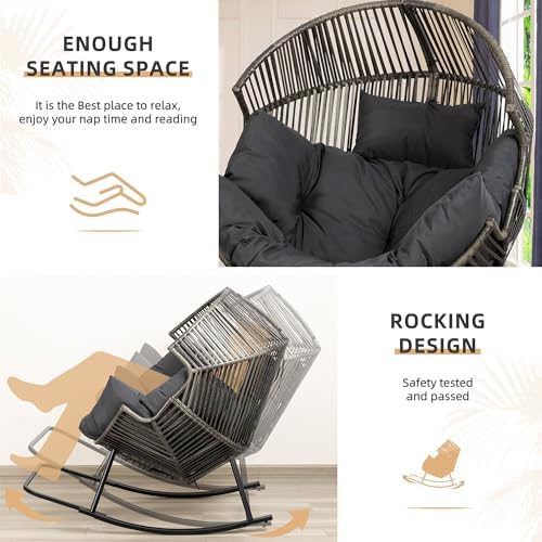 Vongrasig Wicker Egg Chair PE Rattan Rocking Chair - Image 6