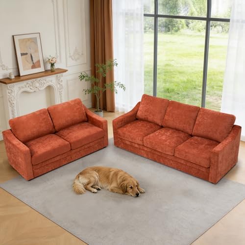 2 Pieces Chenille Sofa Set w/Soft Back Cushion - Image 4