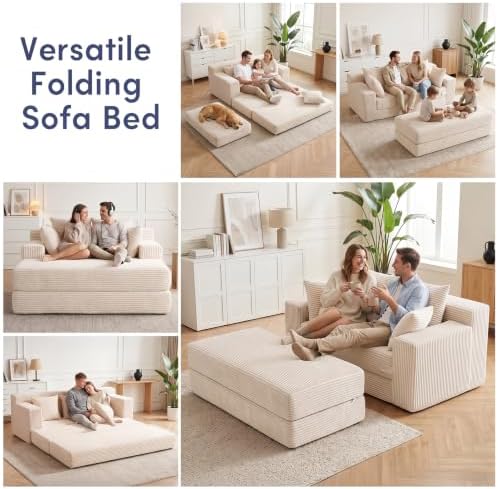 Convertible Sofa Bed with Ottoman, Small Boneless Loveseat Couch - Image 3