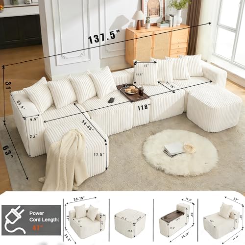 ivoros 137 Inch Modular Sectional Sofa Couch, Oversized Modern Cloud Couch - Image 3