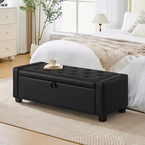 Huatean Home 48" Ottoman with Storage, Light Black Storage Ottoman Bench - Image 4