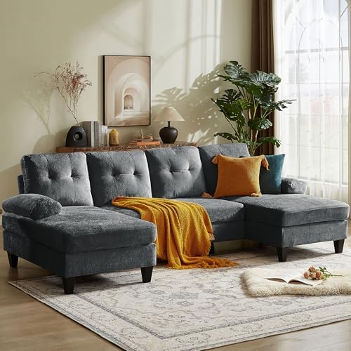 Sectional Couches for Living Room, Dark Grey by Chireca