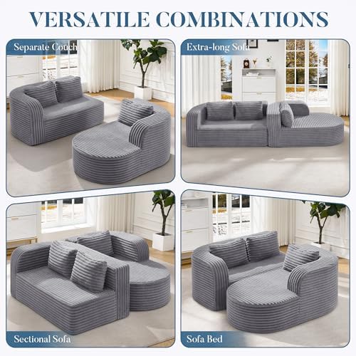 Hobestluk Boneless Couch Modular Sectional Sofa L-Shape Lounge Cloud Couch - Image 7