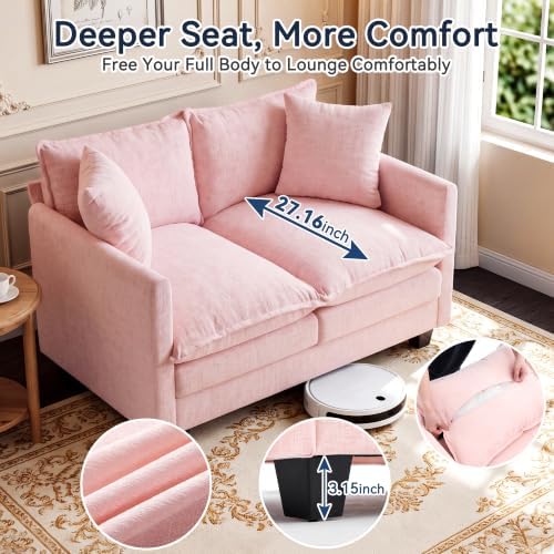 Loveseat Sofa, Soft Chenille Cloud‑Cushion Small‑Space Couch - Image 3