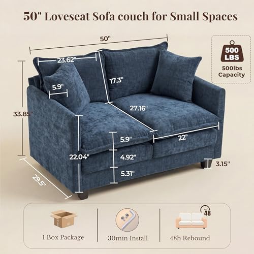 KYJ Loveseat Sofa, Cloud Love Seat Couch 3 Layer Cushion - Image 2