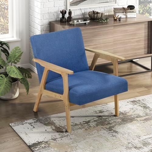 Lexicon Mid Century Modern Accent Chair, Natural Solid Wood Frame by Lexicon