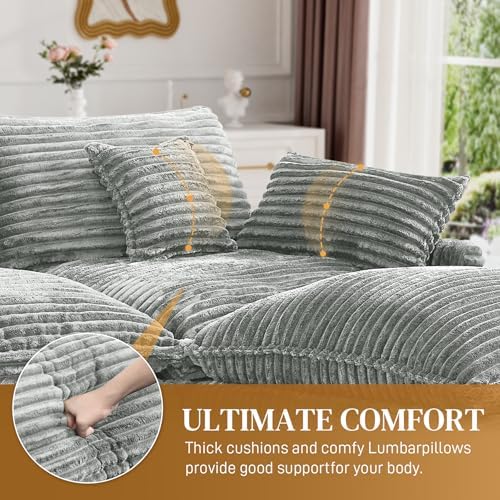 145" Cloud Couch Oversized U Shaped Light Grey Sectional Couches - Image 7