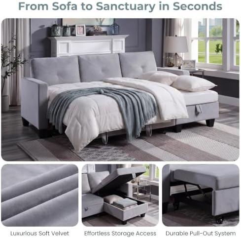 82'' Queen 3-Seat Pull Out Sleeper Sofa Bed - Image 5