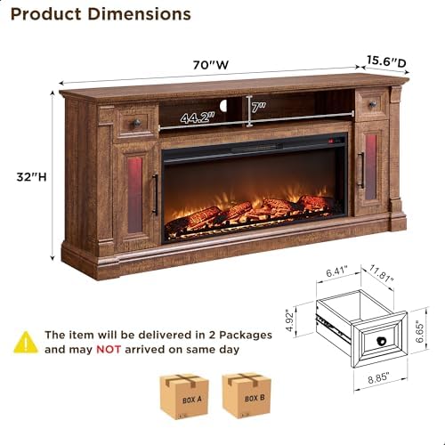 OKD 70" Farmhouse Fireplace TV Stand - Image 6
