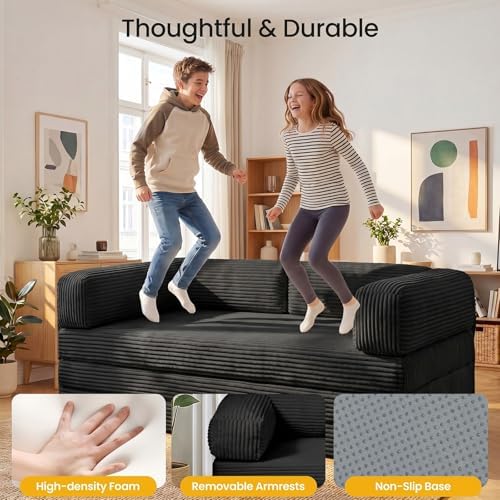 Erament Convertible Sofa Bed, Tri-Folding Mattress Queen Futon Couch Bed - Image 4