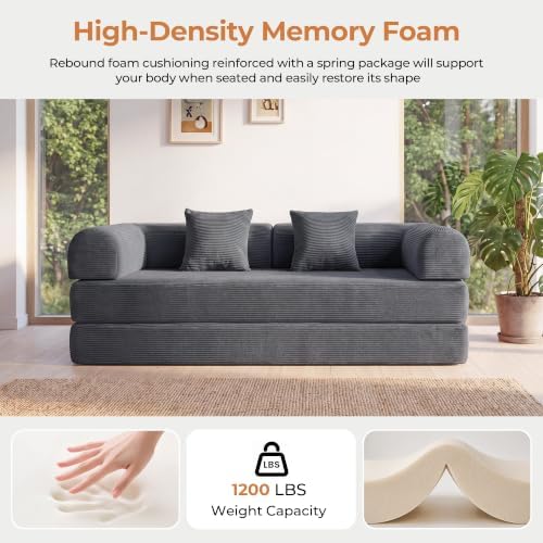 79" Convertible Futon Sofa Bed, Boneless Couch - Image 4