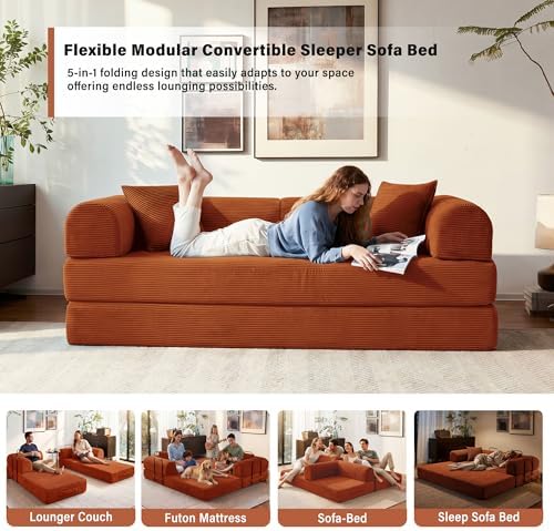 79" Convertible Sofa Bed, Boneless Sleeper Futon Couch - Image 4