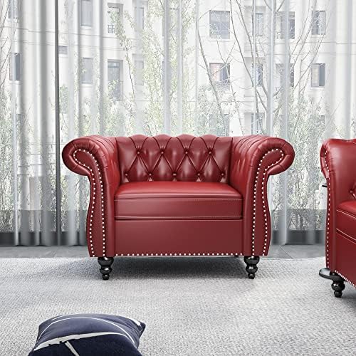 ORRD Chesterfield Chair, Modern Leather Tufted Accent Sofa Couch Chair - Image 5