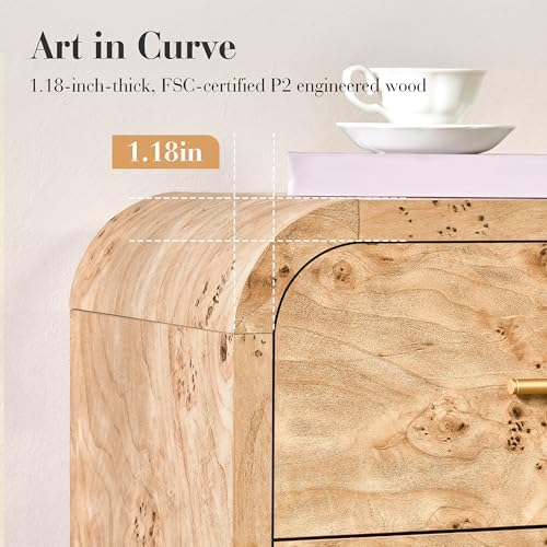 Curved 6-Drawer Dresser for Bedroom, Vanity Desk TV Stand for Living Room - Image 6