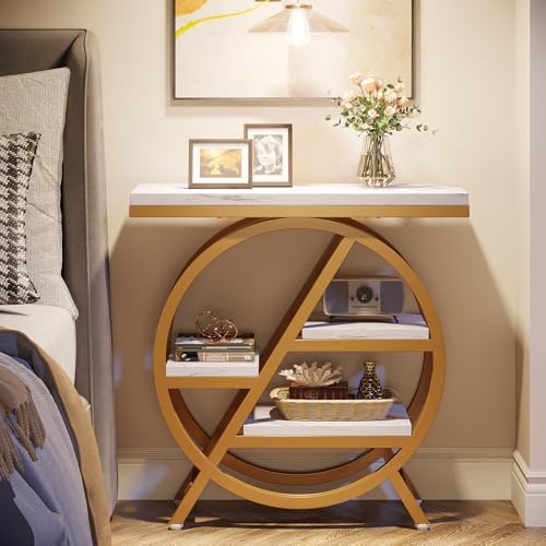 Tribesigns End Table for Living Room, 3-Tier Faux Marble Side Table - Image 4