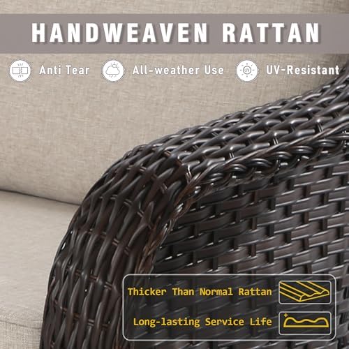 8 Piece Patio Wicker Conversation Set, All-Weather Use Outdoor Wicker Sofa - Image 5