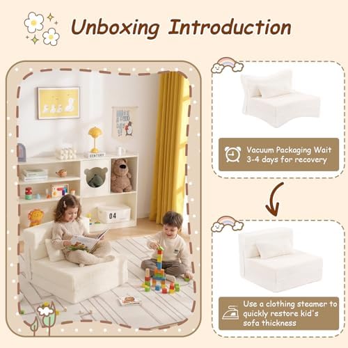 Foldable Sofa for Kids with Pillow, Washable Folding Floor Mat for Child - Image 4