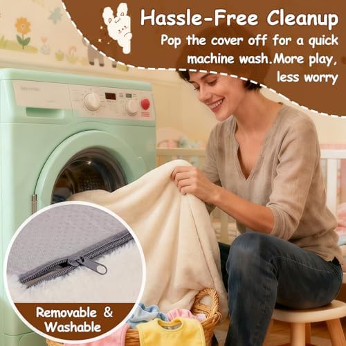 Foldable Sofa for Kids with Pillow, Washable Folding Floor Mat for Child - Image 5
