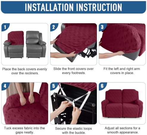 TAOCOCO Recliner Loveseat Cover Oversized, Stretch Jacquard Reclining Loveseat - Image 7