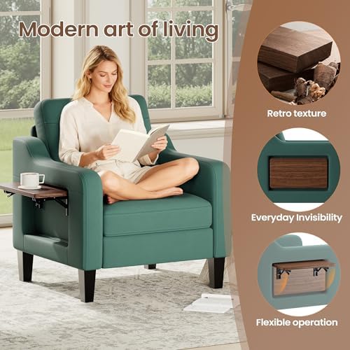 Upholstered Accent Chair with Foldable Side Table - Image 4