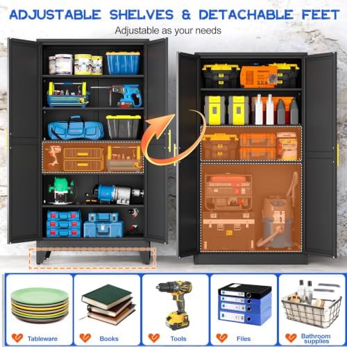 GAIOUS 79" Tall New Update Kitchen Pantry Cabinet, Metal Storage Cabinet - Image 3