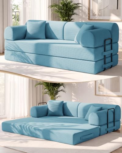 78.8" Convertible Sofa Bed, High Back Boneless Couch by NNQComfyHome