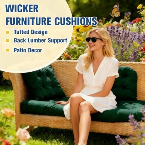 Outdoor Chair Cushions, Patio Wicker Furniture Seat Pads, Waterproof - Image 3