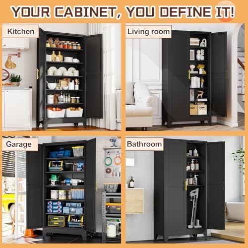PAOFIN 75" Metal Kitchen Pantry Cabinet, Storage Cabinet - Image 7
