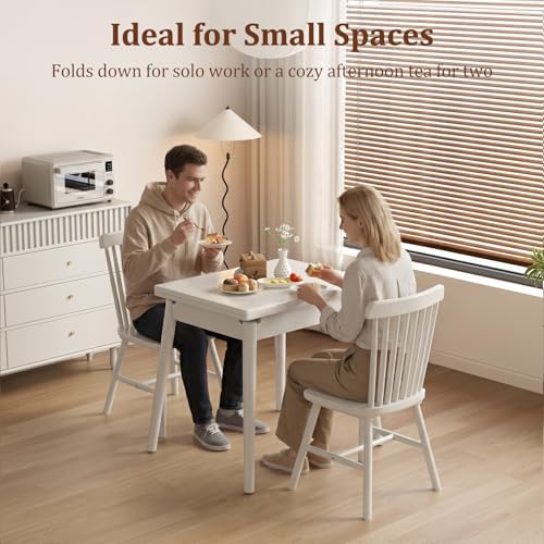 Solid Wood Small Dining Table for 2-6, 23.6"L-47.2"L Expandable Kitchen Table - Image 3