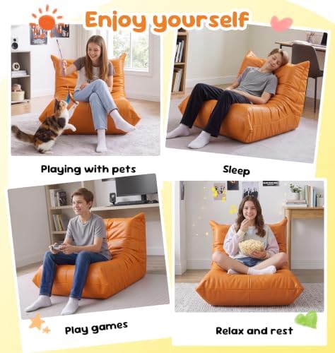 Hobestluk Bean Bag Chair Leather Togo Sofa - Image 4