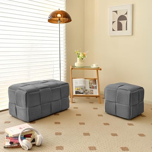 Cmishe 28" Rectangular Woven Corduroy Ottoman Footrest - Image 6