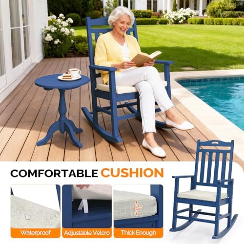 VINGLI Outdoor Rocking Chair Set of 2 Wood Rocking Chair - Image 4