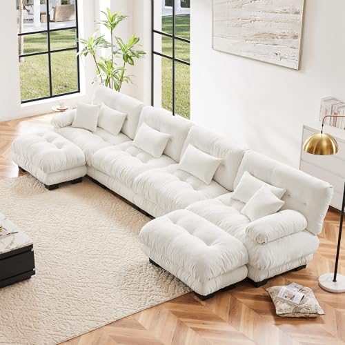 Modular Sectional Sofa for Living Room, Oversized 4 Seater White Sectional by Wunlerlant