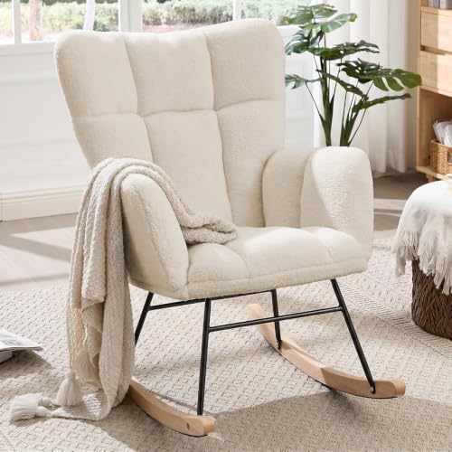 Nursery Rocking Chair, Teddy Upholstered Glider Chair by YourBeautifulSpace