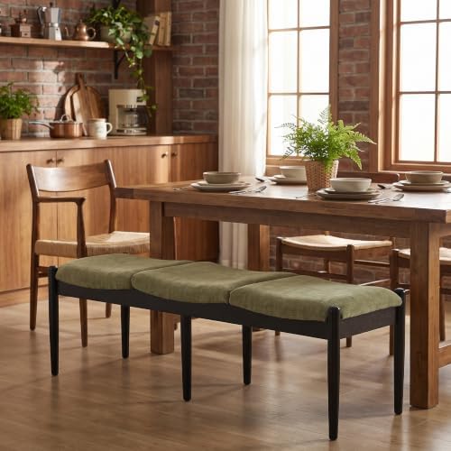 DUOMAY 55'' Modern Ottoman Bench, Chenille Upholstered Entryway Bench Bedroom - Image 3