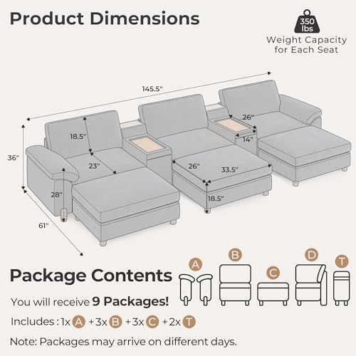 SITJOY Cloud Couch Sectional, 3 Seater - Image 2