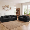 Tmsan Black 2 Piece Modular Cloud Sectional Sofa Couch and Loveseat Set by TmsanHomeKitchen