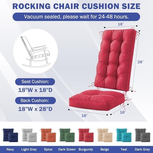 IPYNBAP Rocking Chair Cushion, Waterproof and Fade-Resistant Patio Chair - Image 2