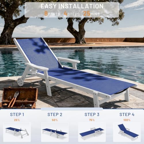 AreShark HDPE Patio Chaise Lounge Chair - Image 5