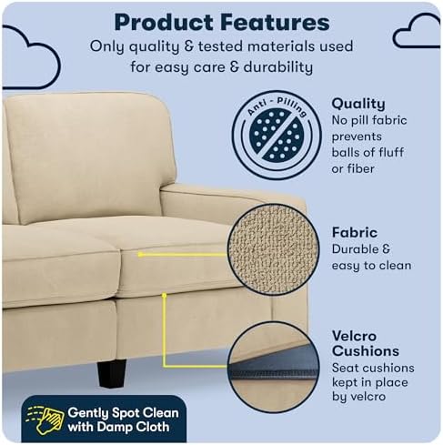 Serta Palisades 61" Track Arm Sofa, Easy Care Polyester, Soft Pillow Back - Image 3