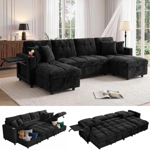 108”Pull Out Sofa Bed, U Shaped Sleeper Sofa by FOCALSWEET