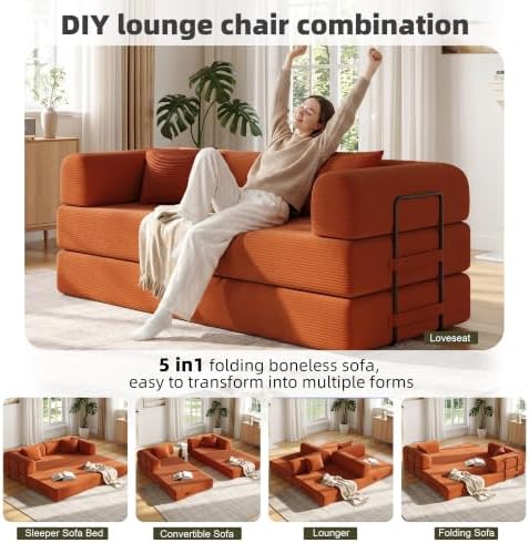 79in Boneless Couch Convertible Futon Sofa Bed Queen - Image 3