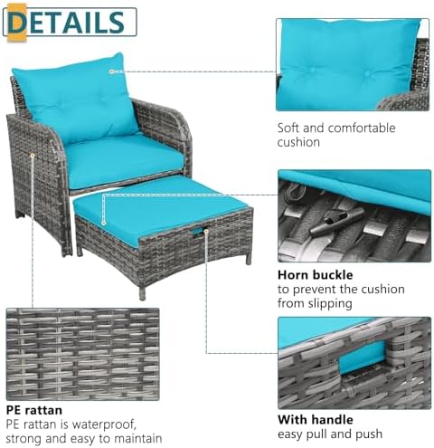 5 Pieces PE Wicker Outdoor Chairs - Image 4