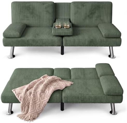 Furmax Corduroy Futon Sofa Bed, Adjustable Futon Couch by Furmax