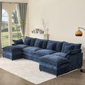 GOSUHI 142.5" U-Shaped Modular Cloud Couch, Deep Seat, Chenille Navy by GOSUHI