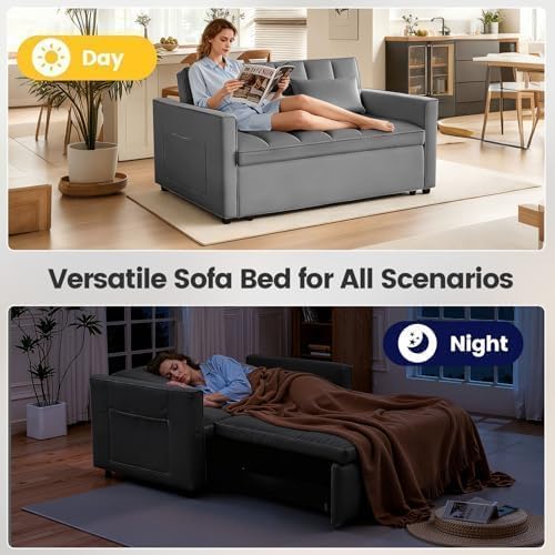 Sleeper Sofa Bed with Adjustable Backrest & Side Pockets - Image 7