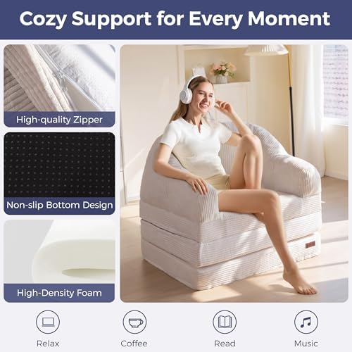 MAXYOYO Folding Sofa Bed with Backrest, Boneless Fold Out Couch with Handle - Image 5