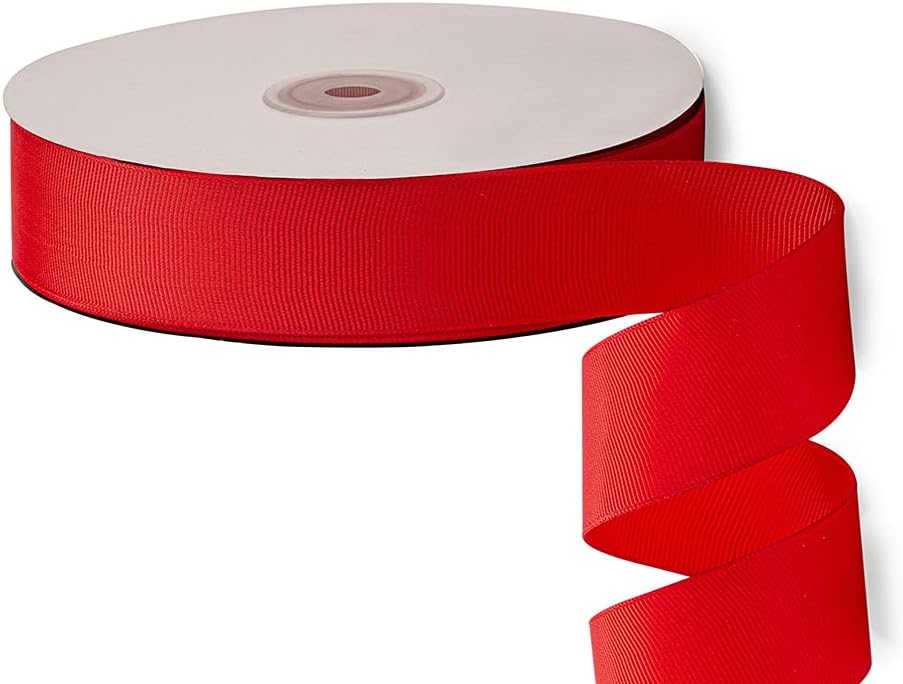 LIUYAXI 1" X 50 Yards Solid Red Grosgrain Ribbon, Perfect for Crafts, Wedding Decor, DIY Hair Accessories, Sewing, Gift Package Wrapping and More